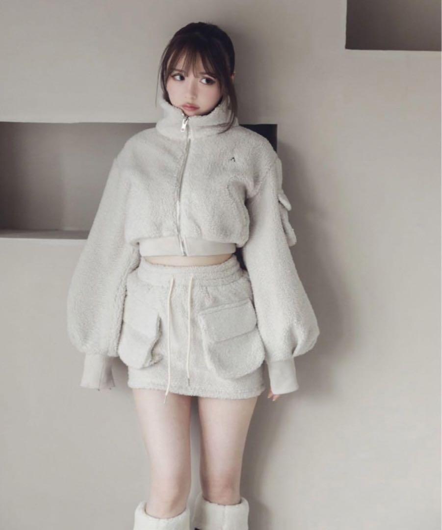 andmary Miffy boa jacket × skirt セットアップ