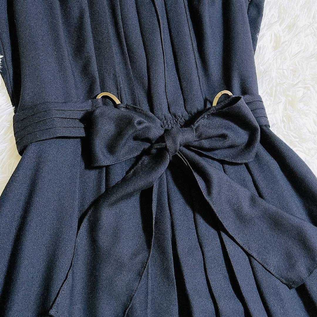 美品　アナイ　ロングワンピース　ノースリーブ プリーツ　フレア リボン
