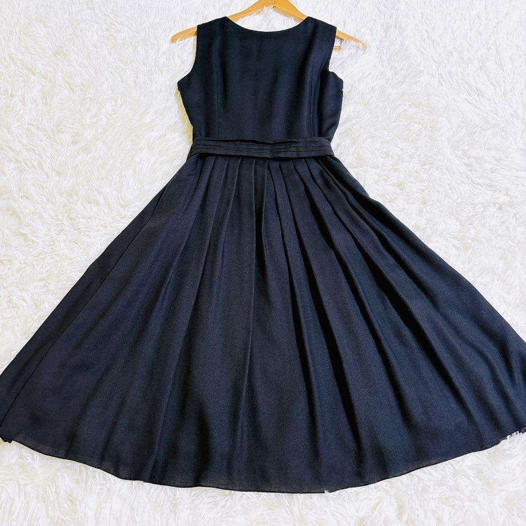 美品　アナイ　ロングワンピース　ノースリーブ プリーツ　フレア リボン