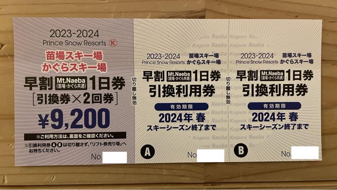 苗場かぐらスキー場リフト券1日券×2回分(2枚)