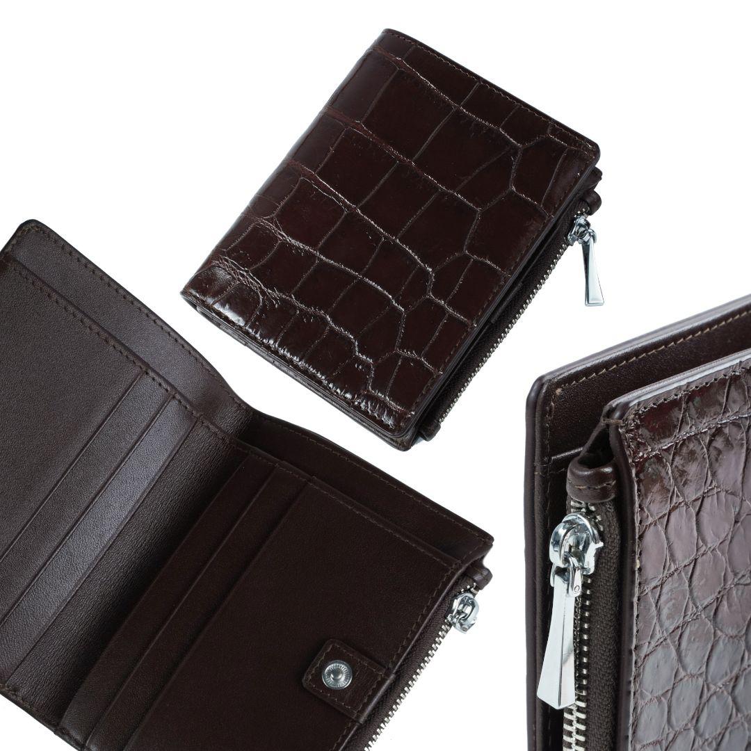 クロコダイル 二つ折り クロコダイル 財布 ウォレット ブラウン ¥8,499