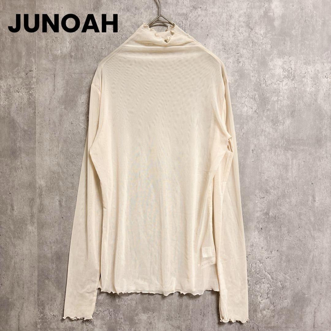 美品⭐️ JUNOAH レース フリルネック 長袖トップス 【M】 アイボリー