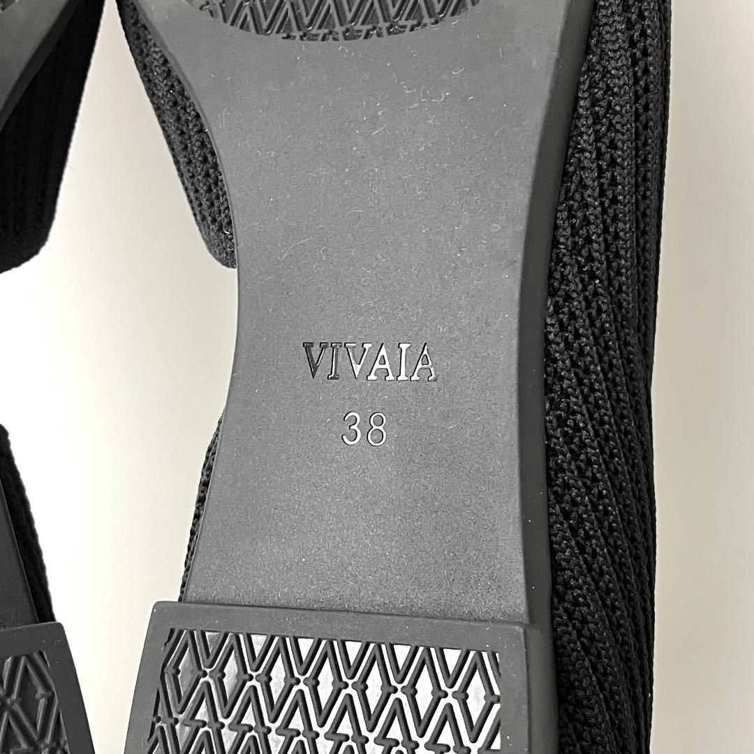 【極美品・未使用級】VIVAIA Vカットフラットシューズ ブラック24.0cm