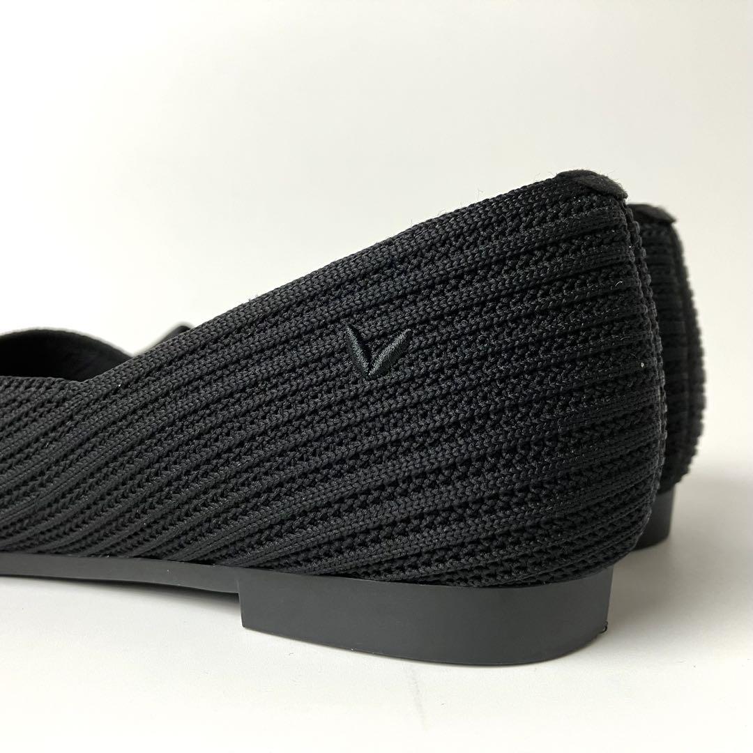 【極美品・未使用級】VIVAIA Vカットフラットシューズ ブラック24.0cm