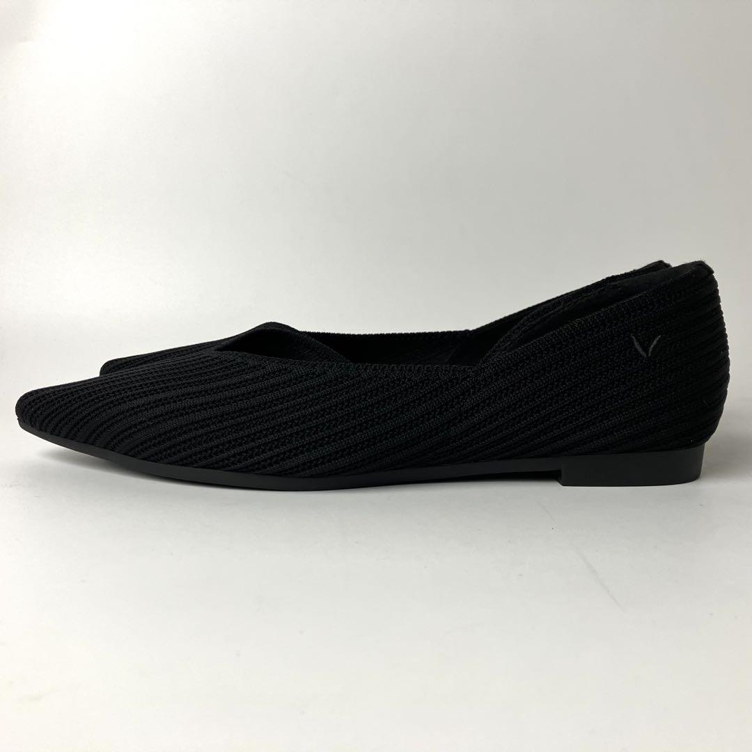 【極美品・未使用級】VIVAIA Vカットフラットシューズ ブラック24.0cm