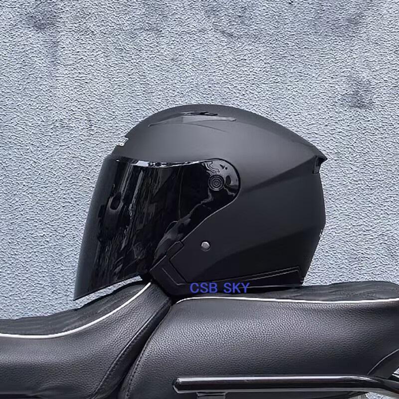 バイク ダブルレンズ ジェットヘルメット 内蔵サングラス　マット黒　Lサイズ