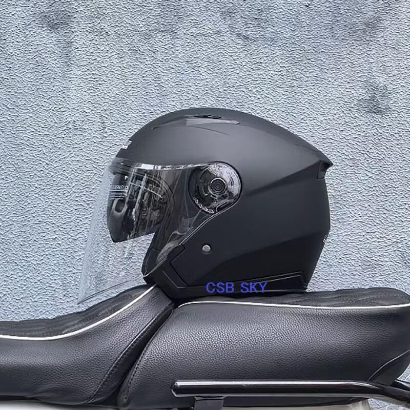 バイク ダブルレンズ ジェットヘルメット 内蔵サングラス　マット黒　Lサイズ
