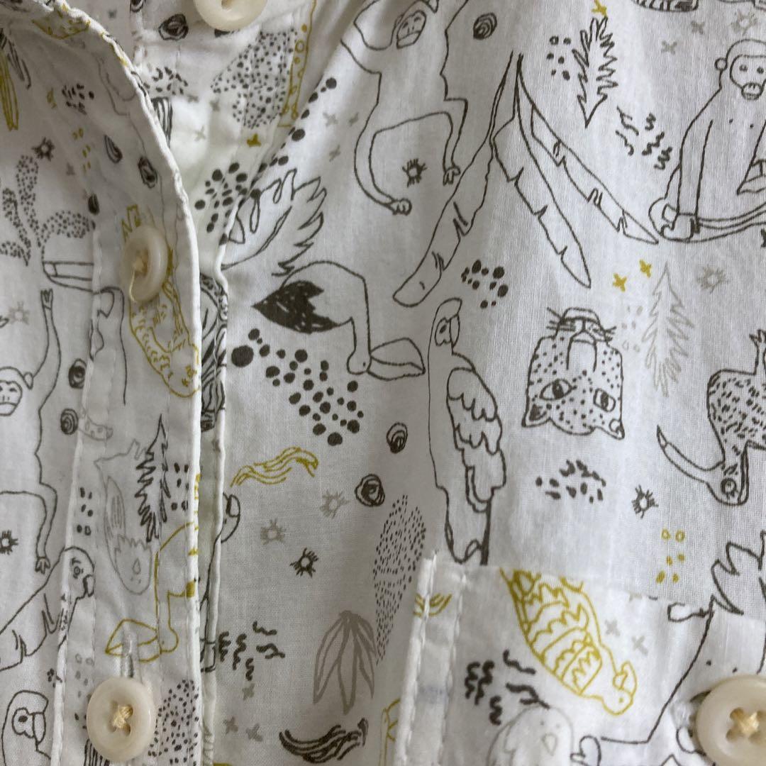 美品　アイボリービーズ　動物柄　ブラウス　フリーサイズ