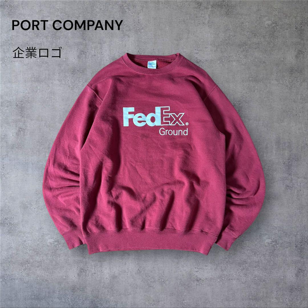 【552】PORT COMPANYスウェットFedEx企業ロゴバーガンディy2k