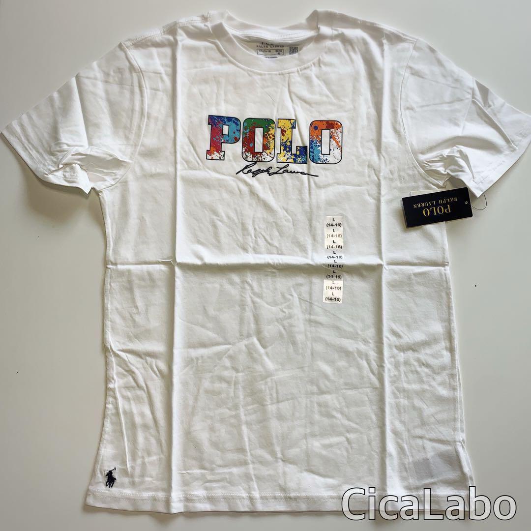 【新品】ラルフローレン POLOロゴ Tシャツ ホワイト ペイント 160