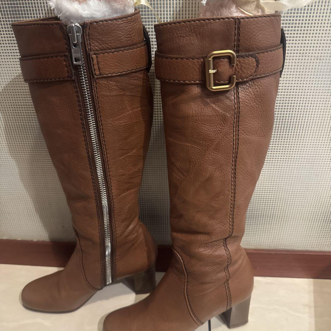 Chloe ブラウン ロングブーツ 合成皮革 Chloe ブラウン ロングブーツ 合成皮革