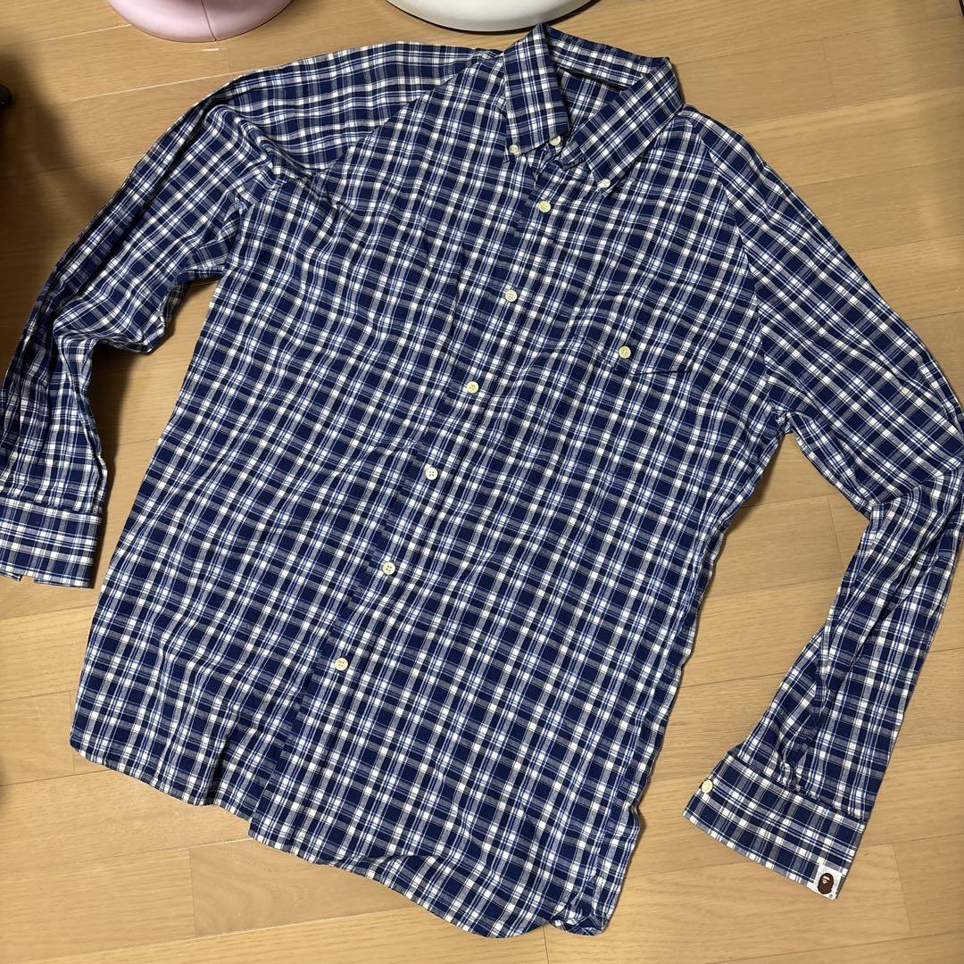 A Bathing Ape チェック柄 長袖ボタンダウンシャツ XL 初期