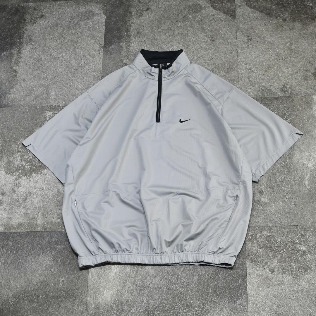 古着 NIKE GOLF ハーフジップ プルオーバー 半袖 ナイロンプル