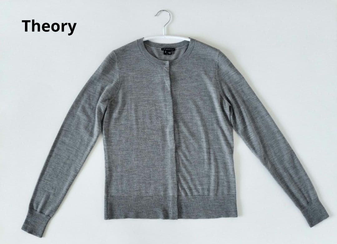 theory セオリー トップス カーディガン クルーネック 無地 レディース セオリー☆美品☆ハイゲージ クルーネック ウール カーディガン トップス