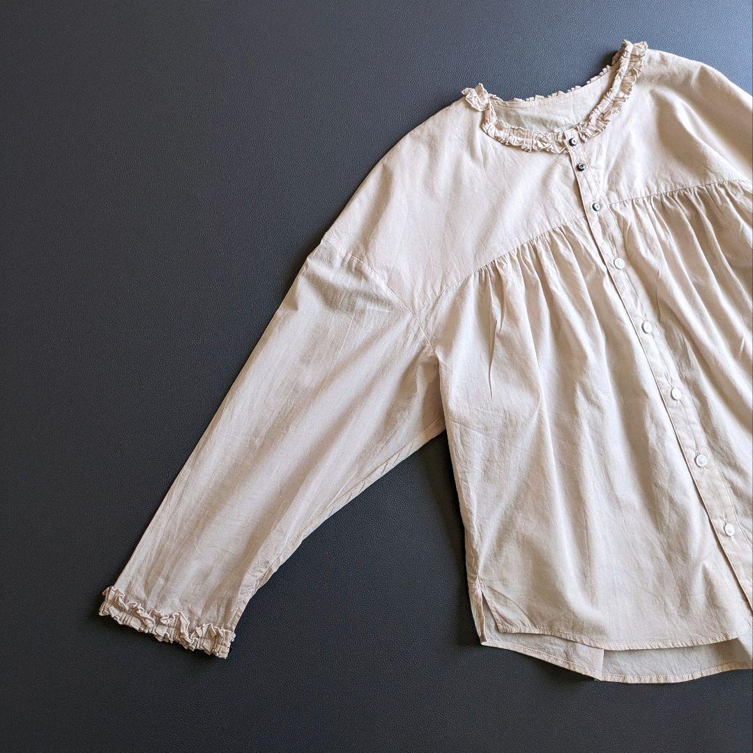 GASA*／24SS 定価4 双子座 フリルカラーブラウス スモーキーピンクΩ