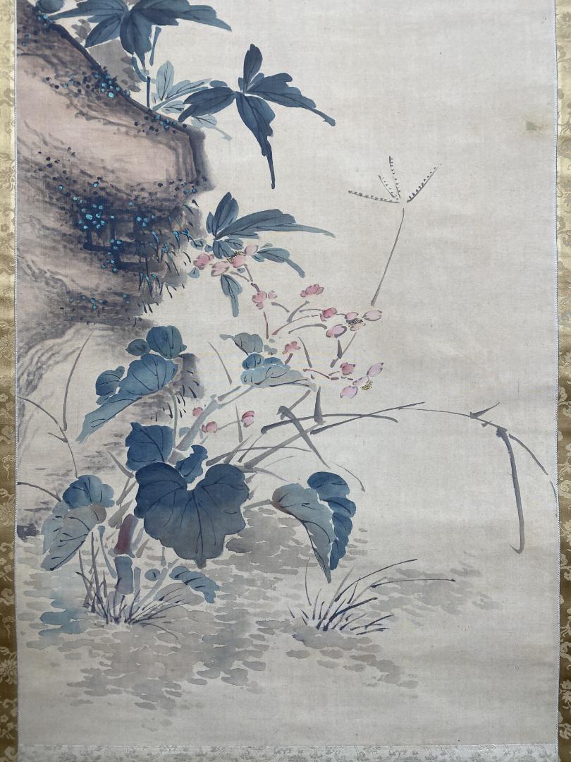山本梅逸 花鳥図 二重箱 江戸 尾張南画 名古屋生 中国 掛軸24120721