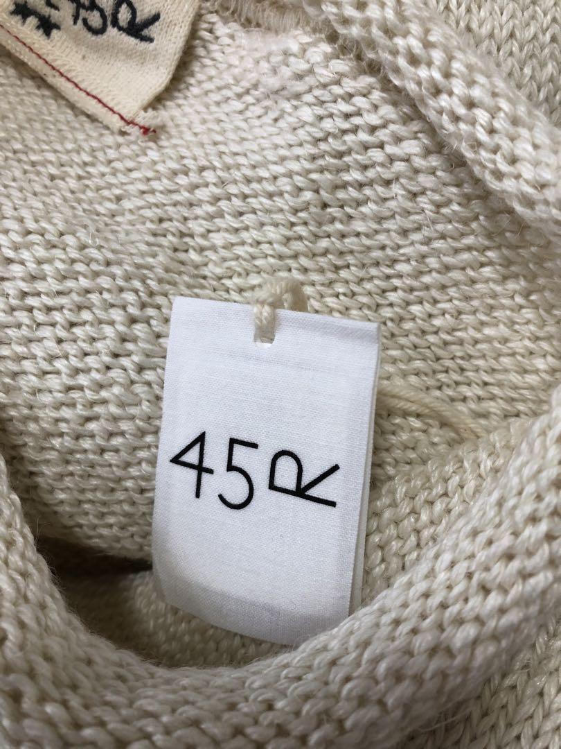 未使用品 45R リネンツイードニットソーの908馬比古セーター ホワイト