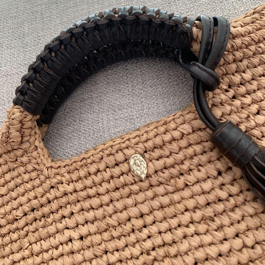 ヘレンカミンスキー ラフィア バッグ 焦茶 used バッグ