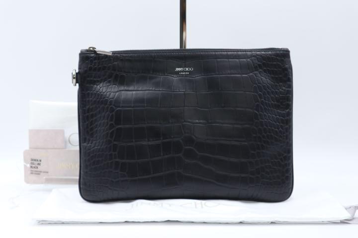 魅力的な価格 クラッチバッグ CHOO JIMMY クロコダイル 美品 ABランク ブラック バッグ