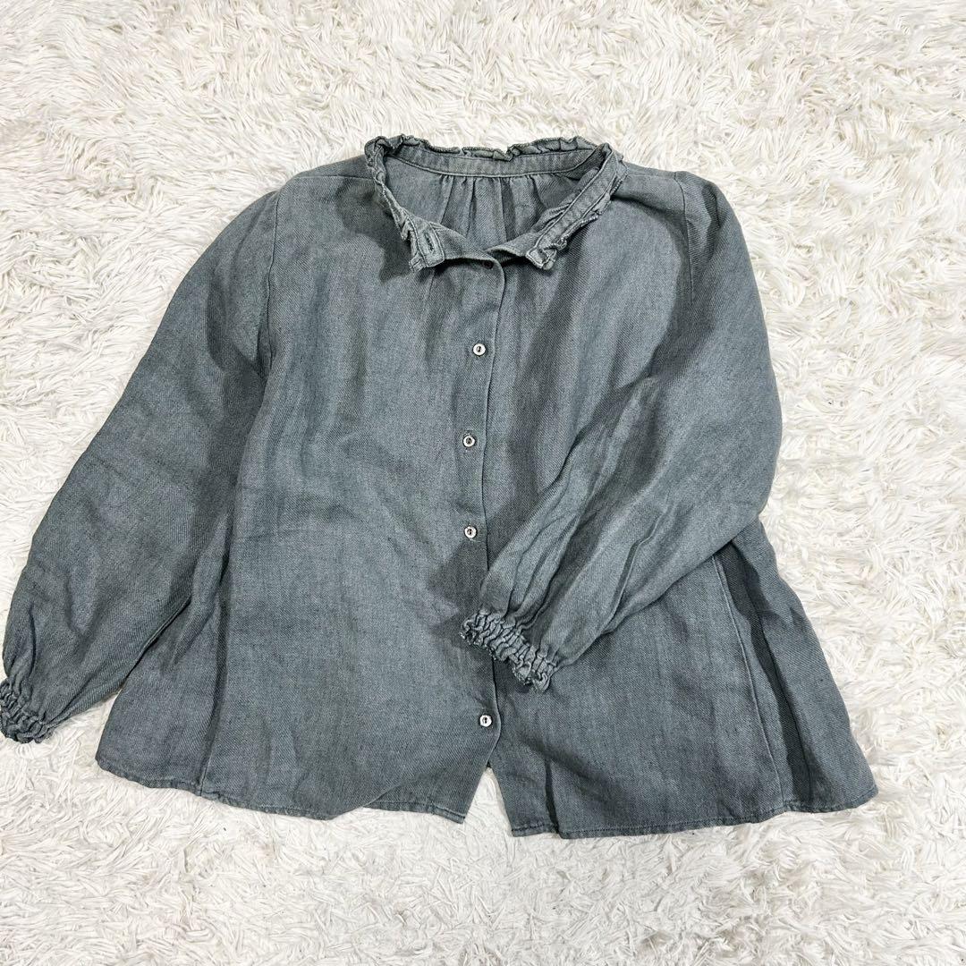 美品】ネストローブ スタンドギャザーネック リネン100
