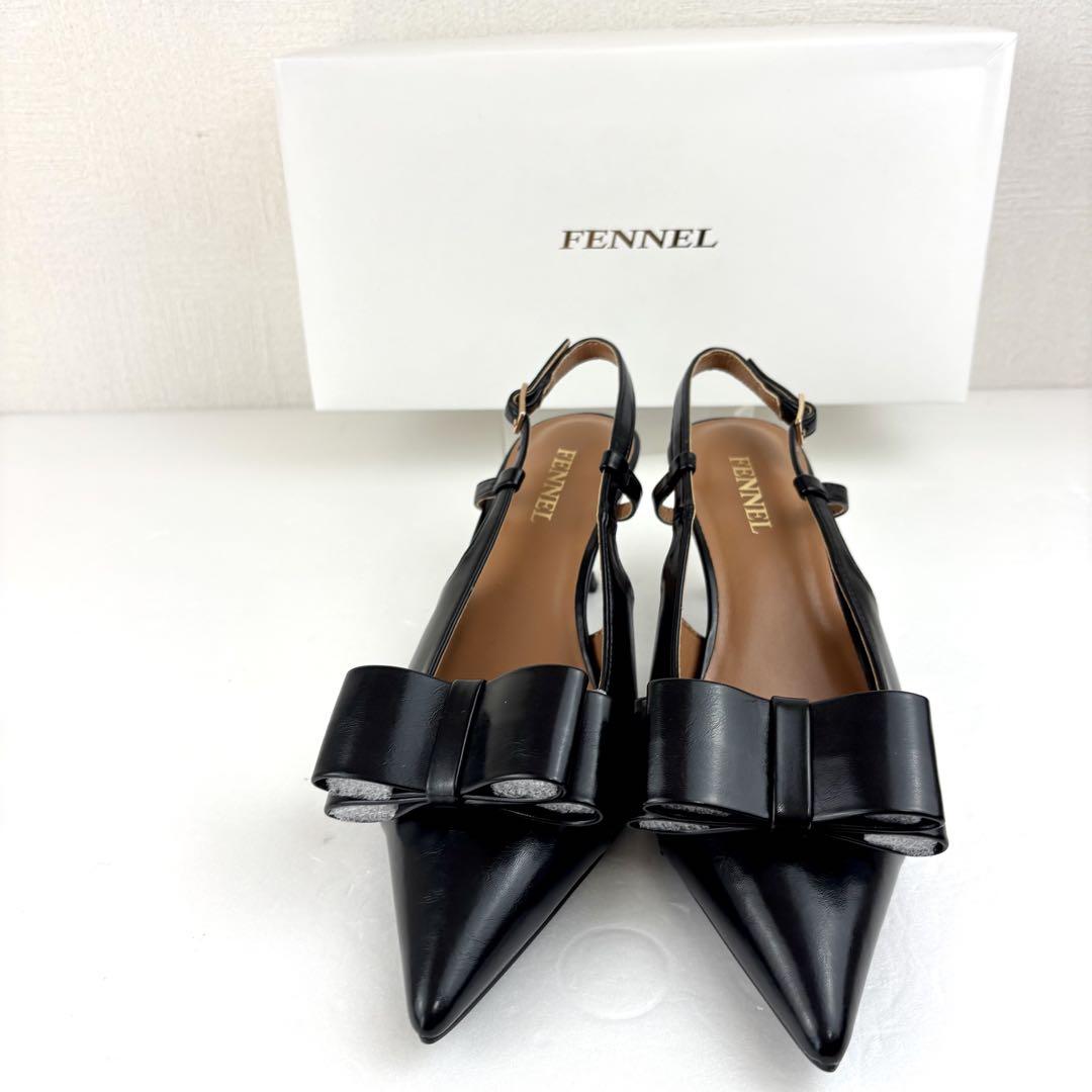 FENNEL リボン モチーフ バック ストラップ パンプス 2way ブラック