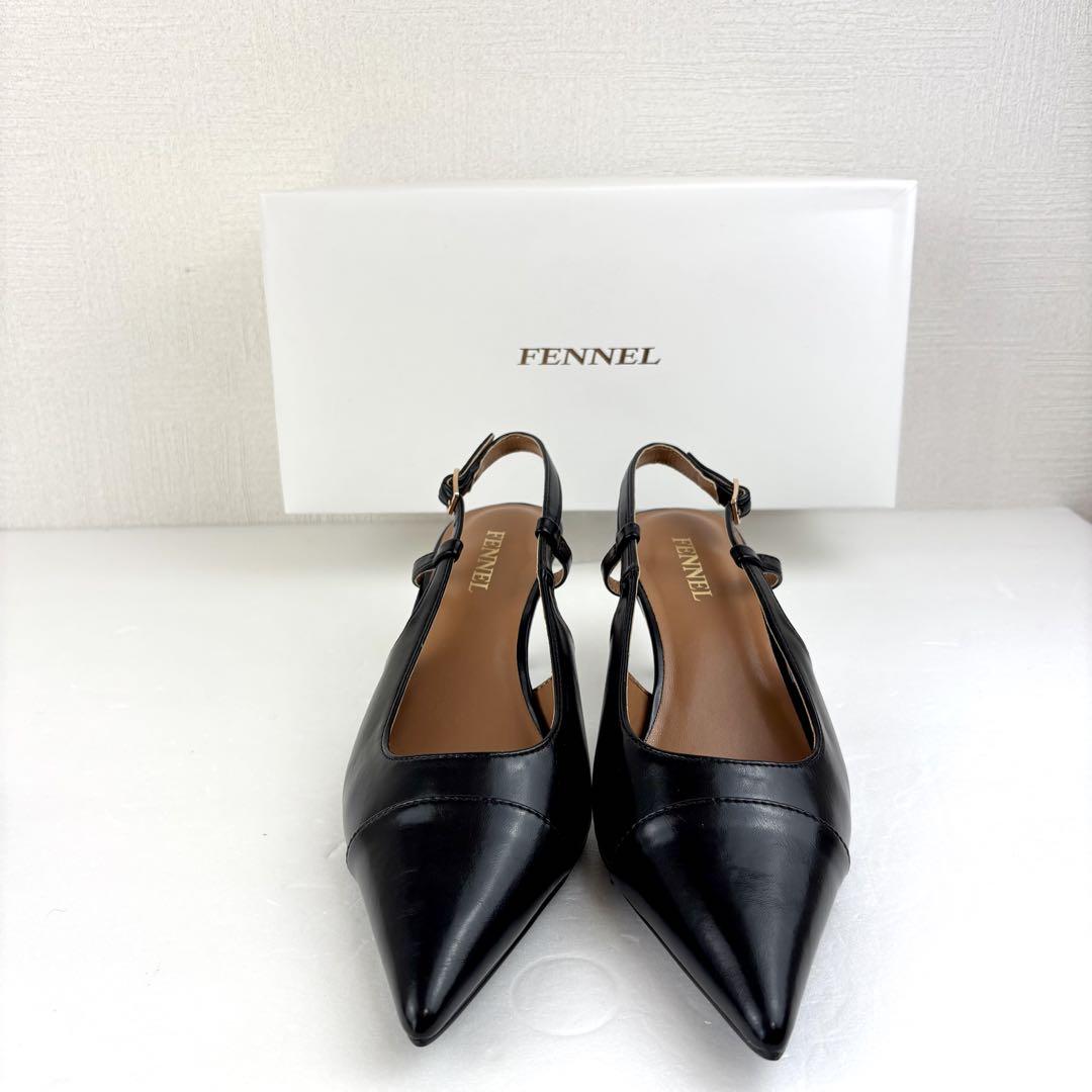 FENNEL リボン モチーフ バック ストラップ パンプス 2way ブラック