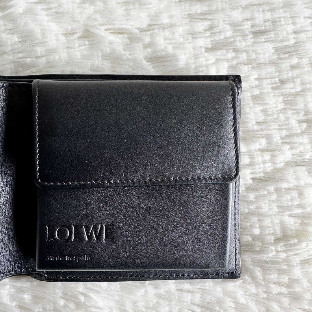 【未使用級】LOEWE バイフォールドコインウォレット ブラック