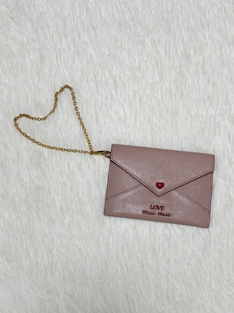 【限界値下げ中⭐︎】miu miu ピンク レザー マルチケース 封筒型 画像1