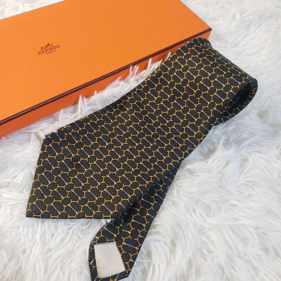少し豊富な贈り物 エルメス HERMES ネクタイ 総柄 ブラック 黒