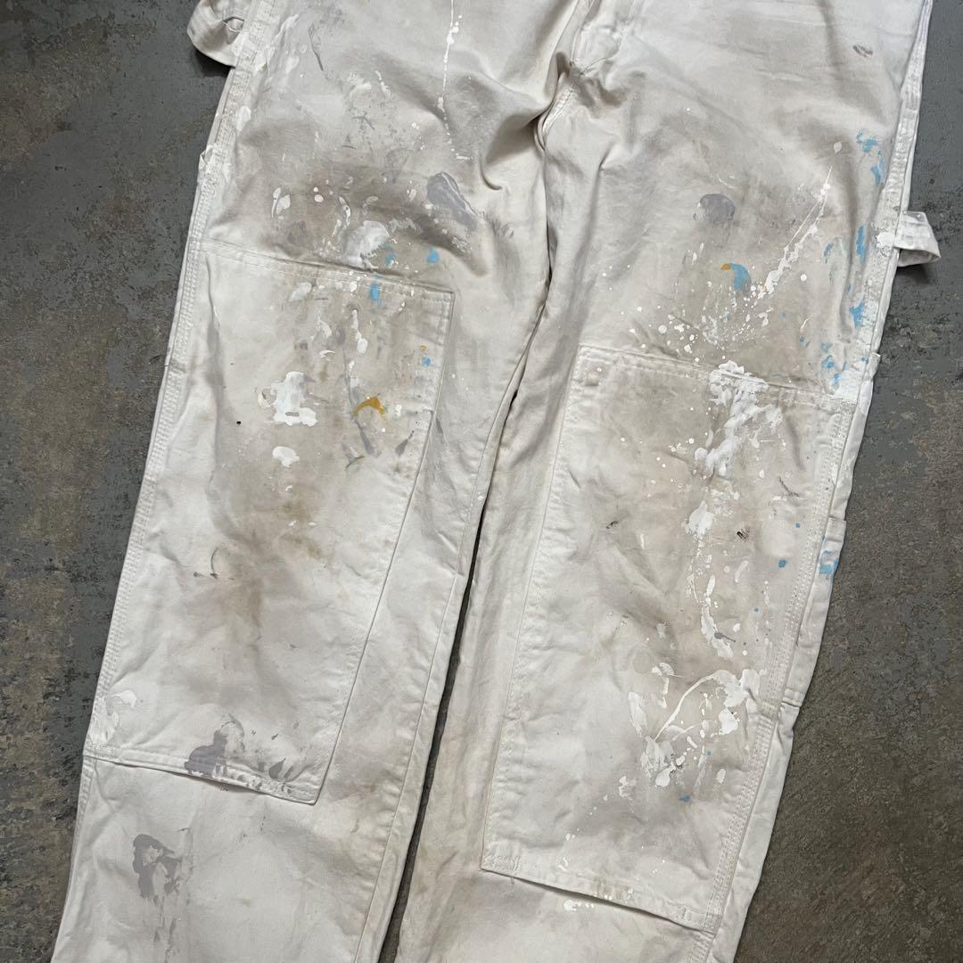 DICKIES ペンキ グランジ ホワイト ダブルニー ペインターパンツ W32