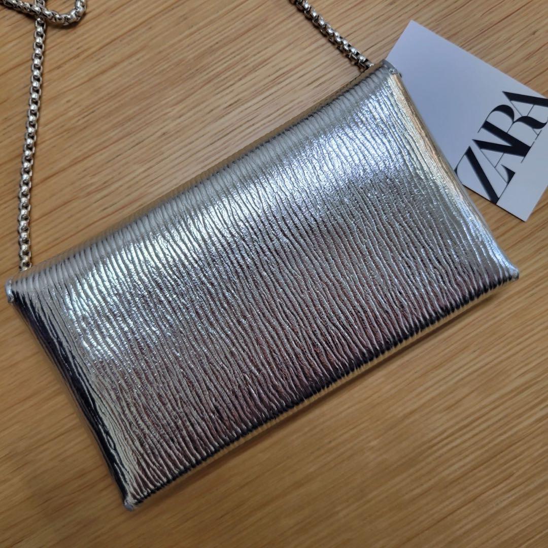 高い品質 新品 チェーン シルバー クラッチバッグ クロスボディ ZARA バッグ