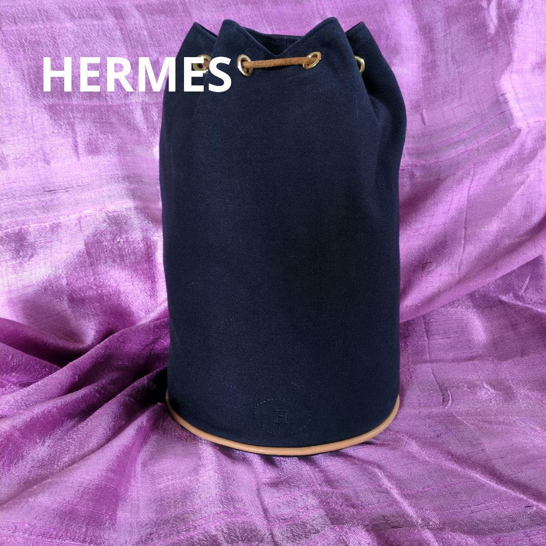 ♦️HERMES♦️ ポロションミミル キャンバス 巾着ショルダーバッグ