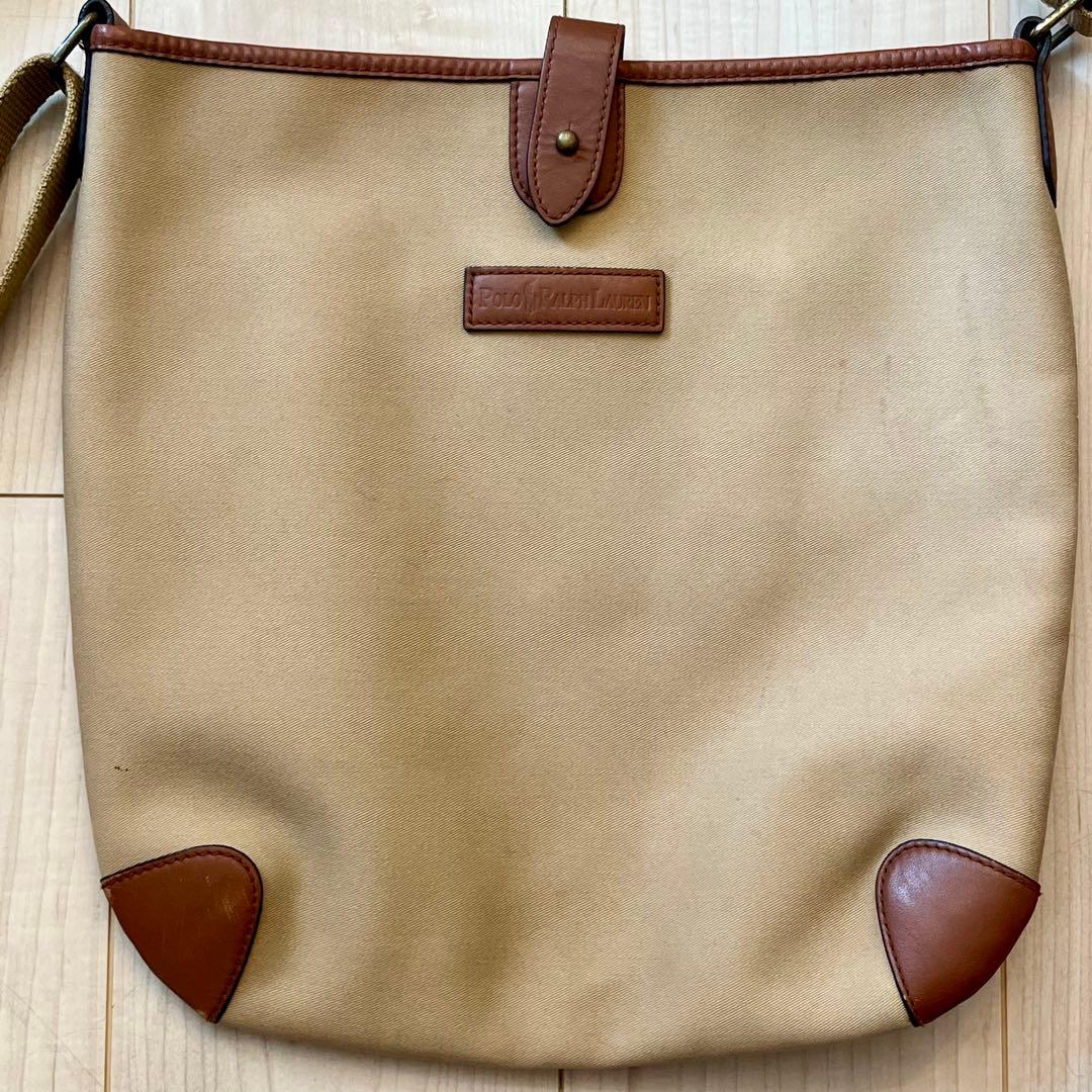 POLO RALPH LAUREN キャンバスレザーショルダーバッグ