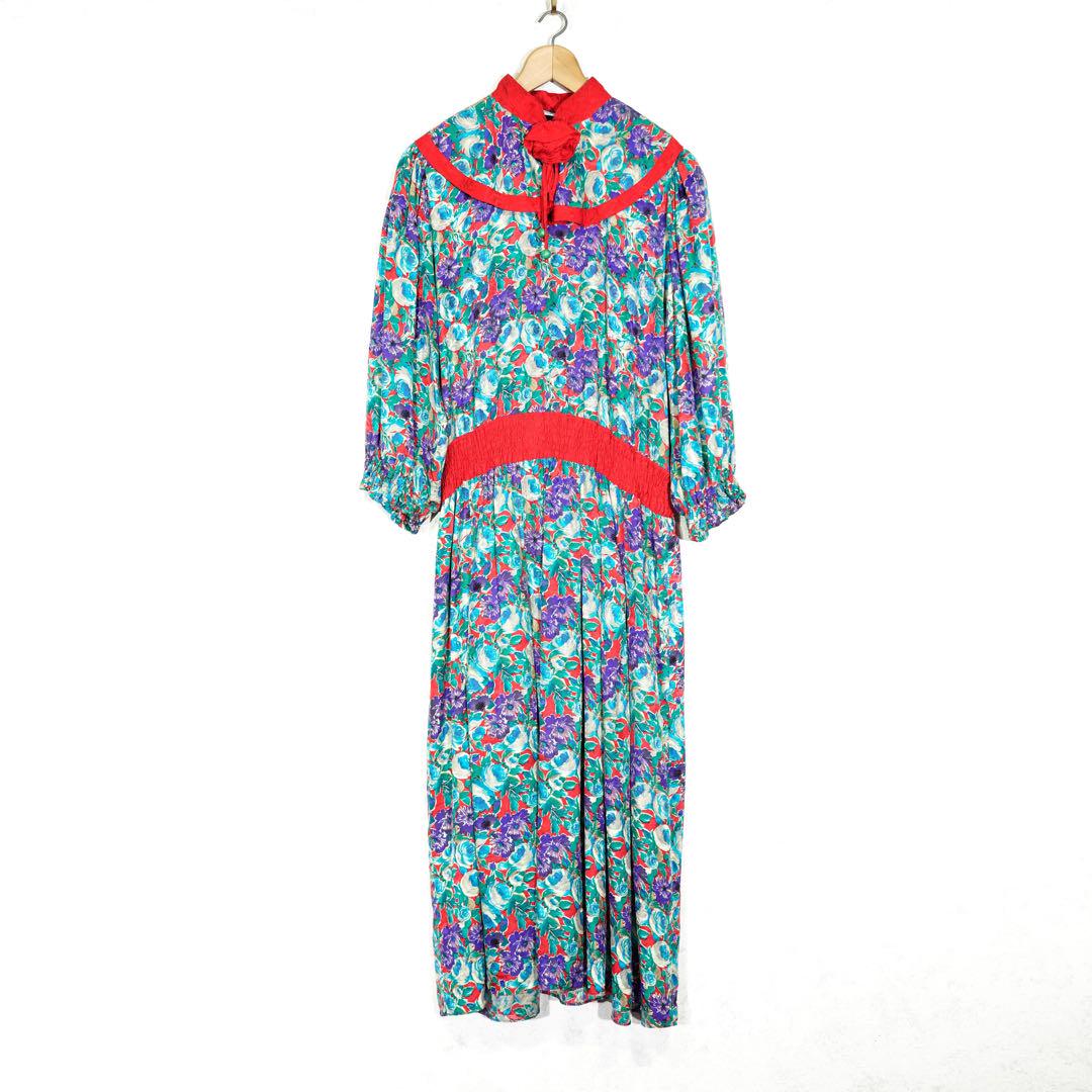 80’s USA VINTAGEアメリカ古着ダイアンフレイスお花シルクワンピース 80's USA VINTAGEアメリカ古着ダイアンフレイスお花シルク
