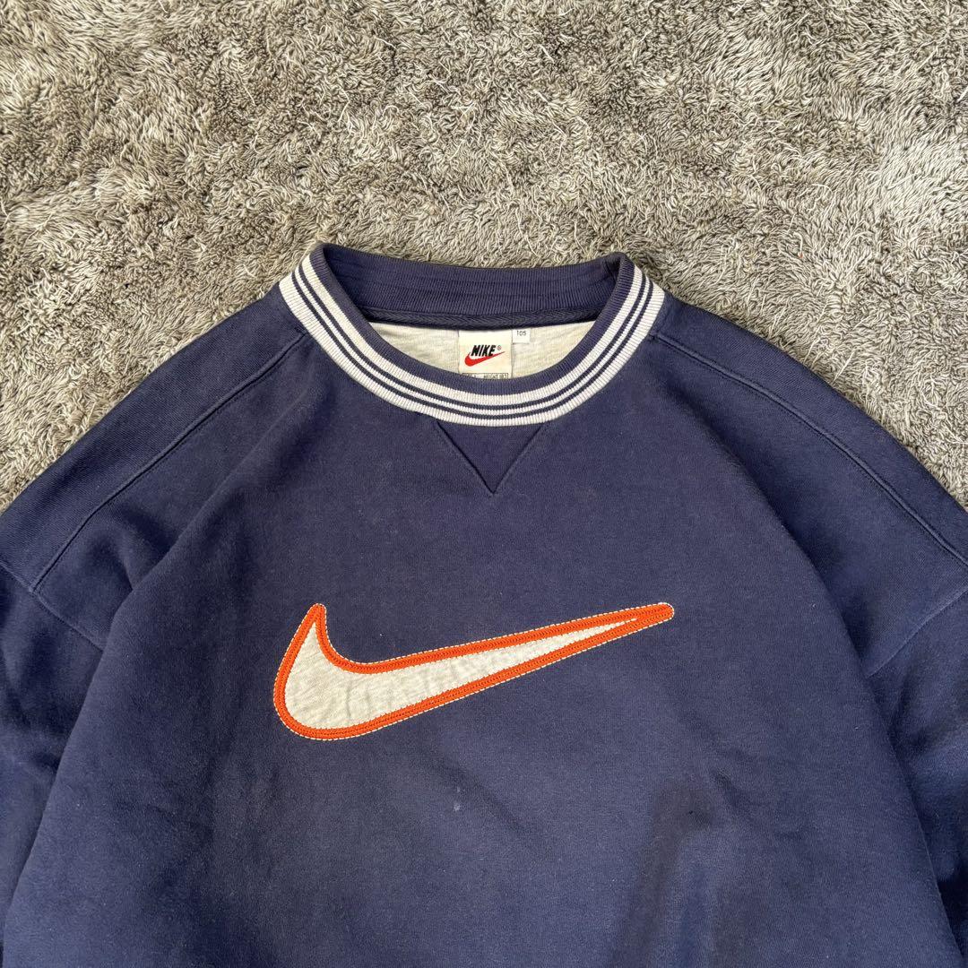 90s】NIKE スウェット (L) デカ刺繍 銀タグ