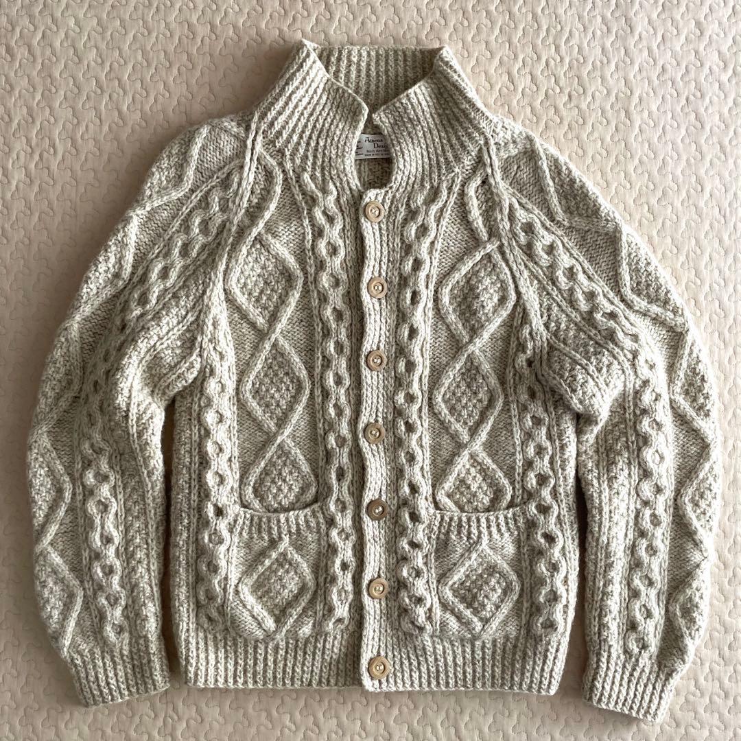 Athena Designs アテナデザイン アランカーディガン ベージュM Athena Design