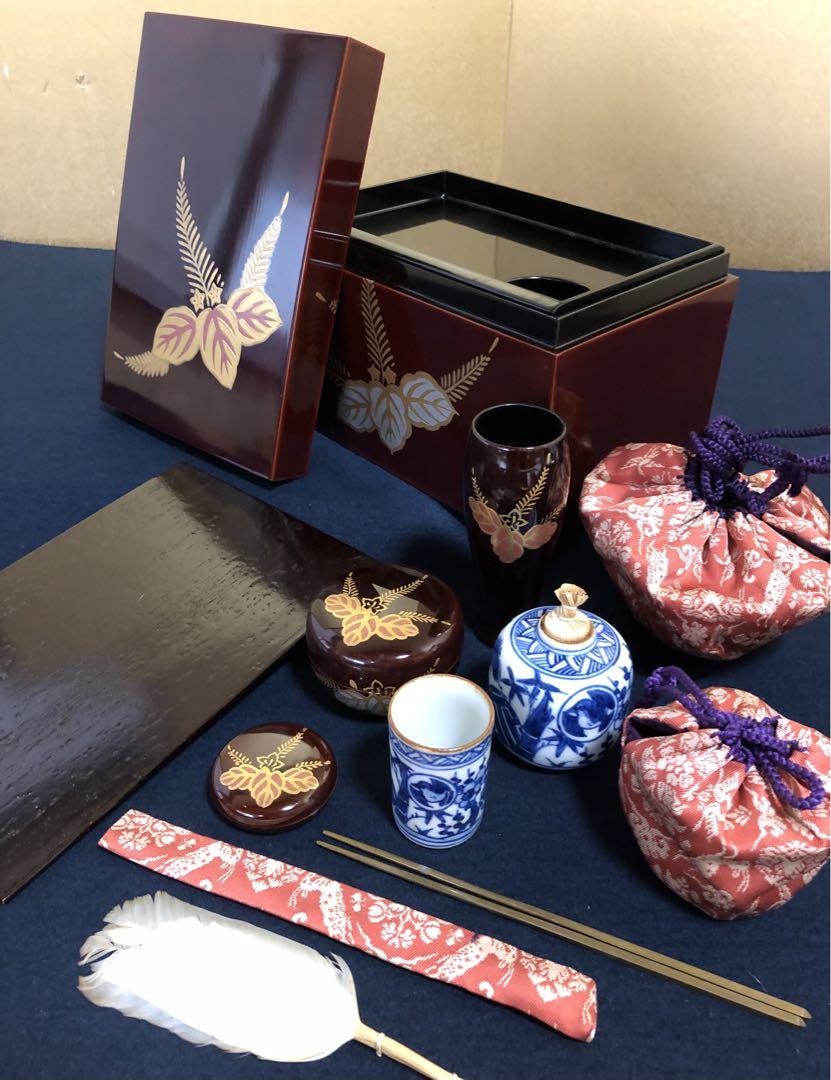 《R》溜塗 桐蒔絵 茶箱 お茶道具7点 和敬板 仕覆付　250626D3