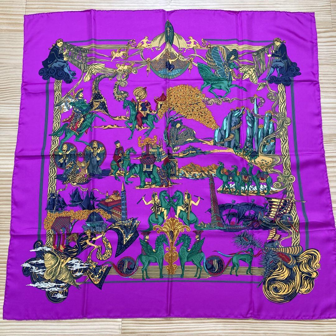 箱付 エルメス カレ90 Au FIL de la SOIE 絹糸の赴くままに 画像3