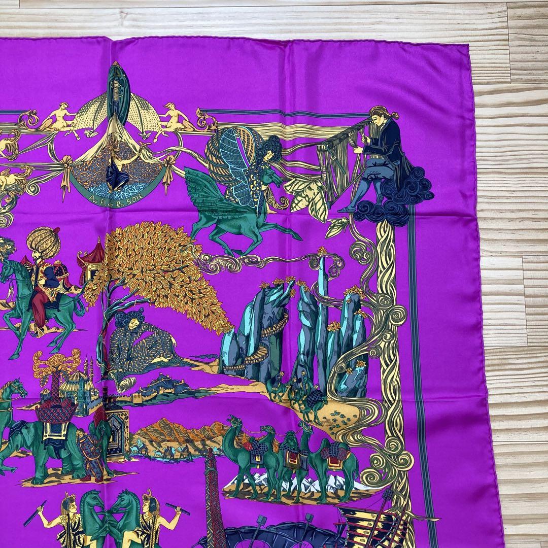 箱付 エルメス カレ90 Au FIL de la SOIE 絹糸の赴くままに 画像6