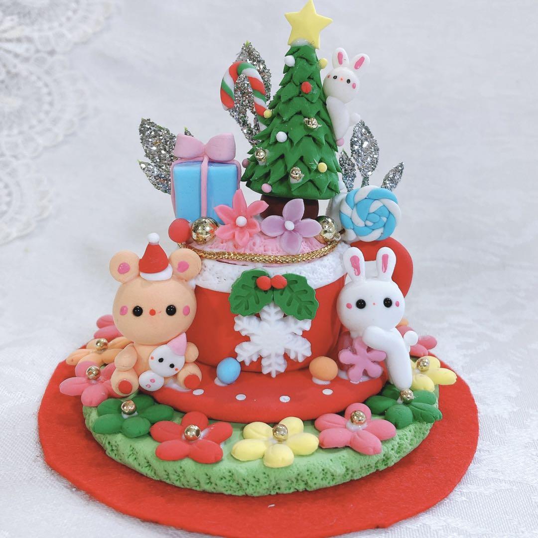 幸せのうさぎちゃん☆クリスマス☆カップ☆樹脂粘土