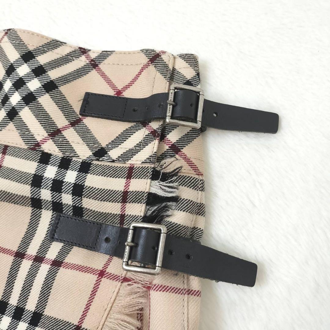 BURBERRY ノバチェック フレアスカート ベルト Y2K レトロ バーバリーブルーレーベル ミニスカート ラップスカート ノバ