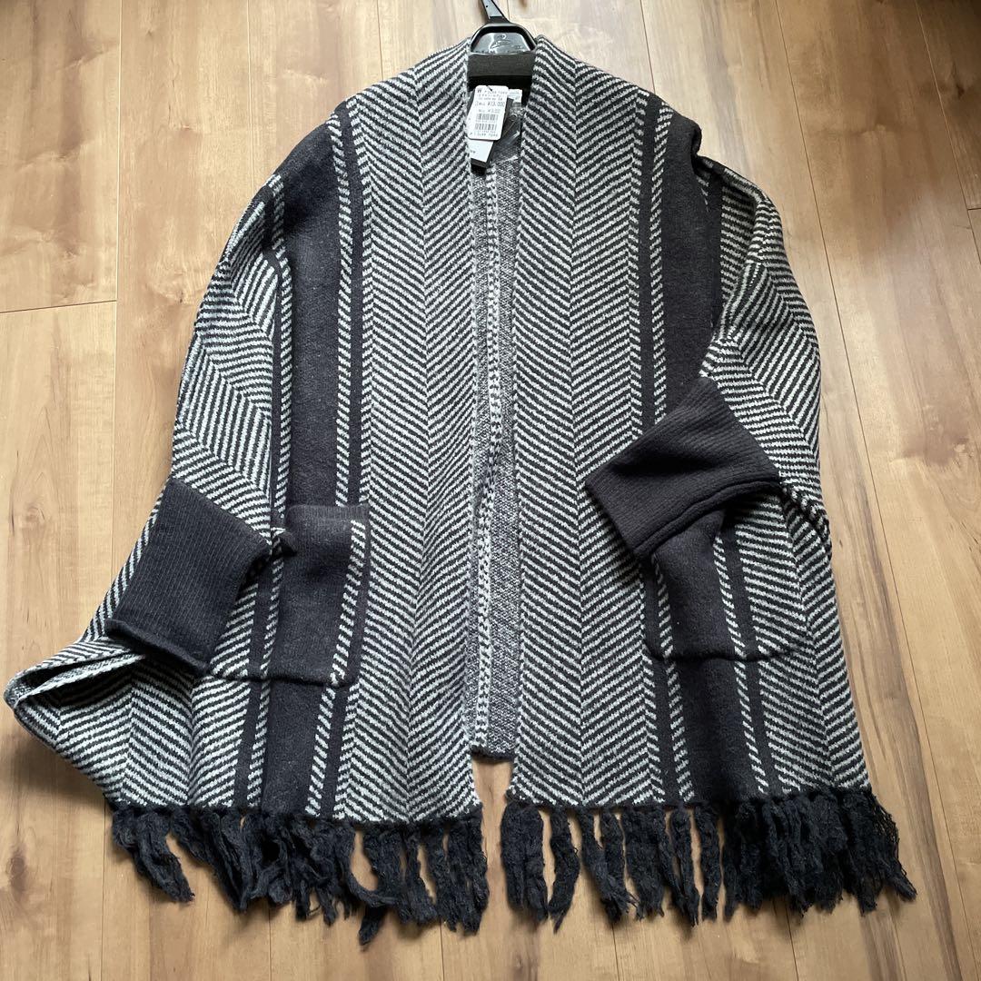 新品　aga スコットクラブ　ポンチョ　ニット　フリンジ　ヤマダヤ