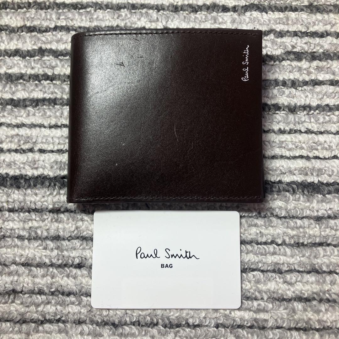 【未使用品】ポールスミス フォールデッドエッジ 二つ折り財布 ブラウン小物