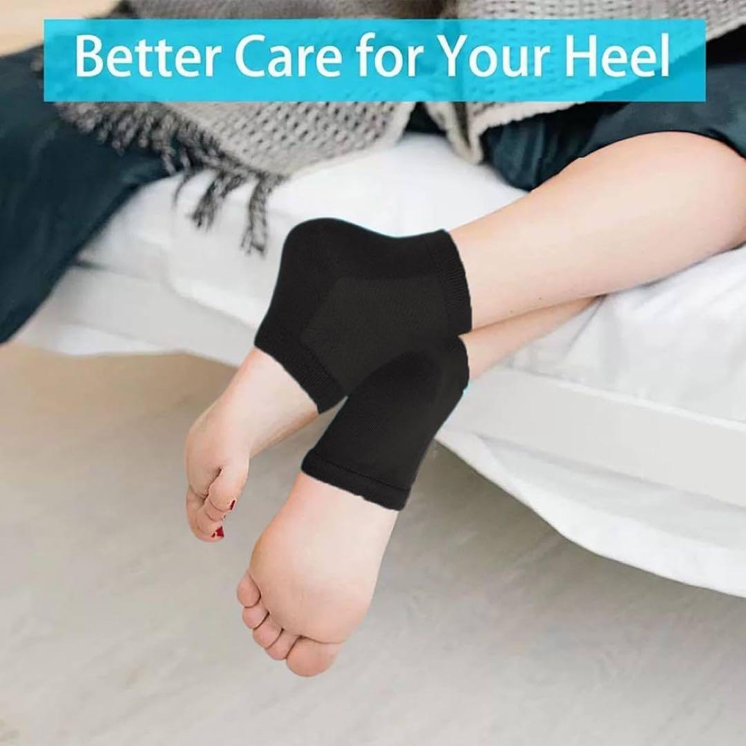 かかと保護ソックス フリーサイズ ブラック かかとケア 一晩水分補給
