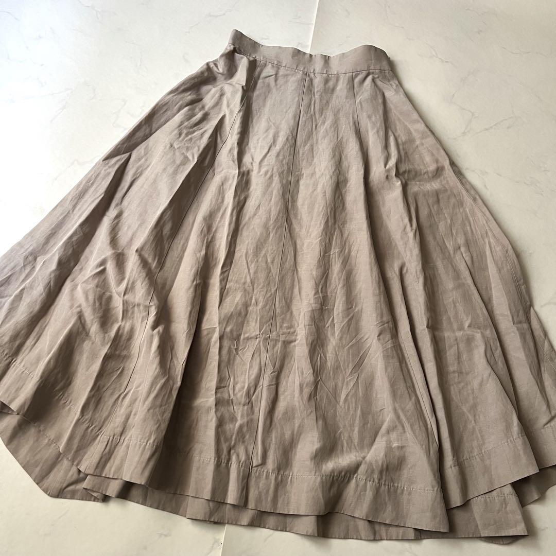 【セール 登場から人気沸騰】 エブール ロングスカート ベージュ リネン テンセル フレア A スカート