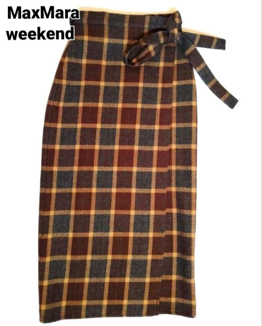MaxMara WEEKEND ラップスカート 巻きスカート ナロー ウールS・MAXMARA WEEKEND LINE