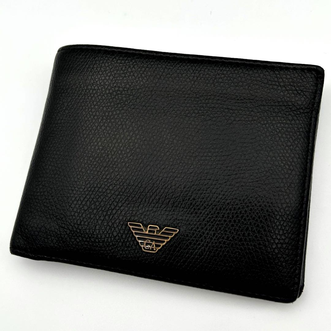 EMPORIO ARMANI エンポリオアルマーニ　短財布　ブラック　上質レザー