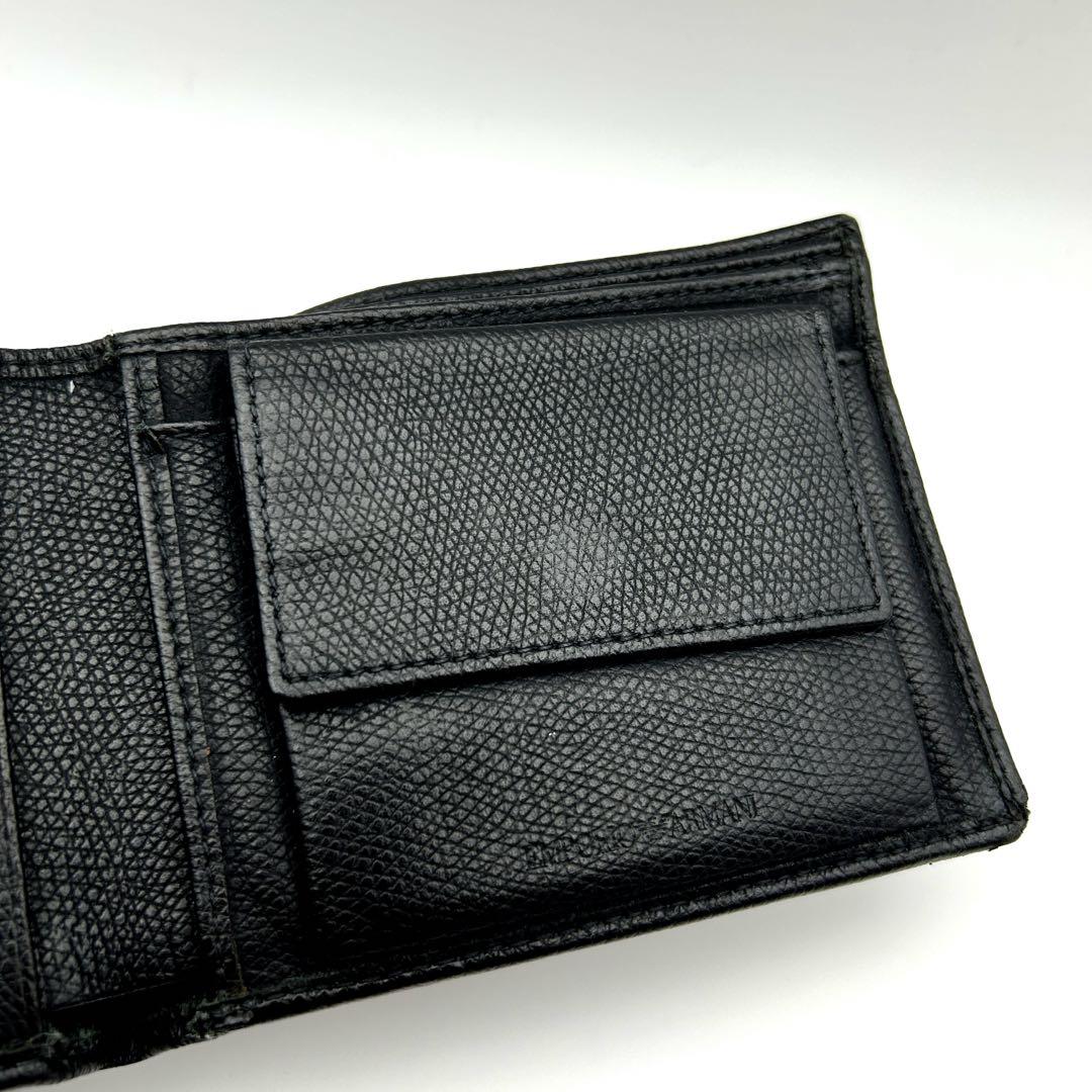 EMPORIO ARMANI エンポリオアルマーニ　短財布　ブラック　上質レザー