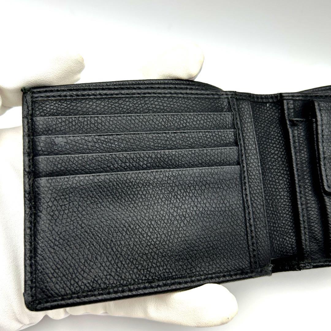 EMPORIO ARMANI エンポリオアルマーニ　短財布　ブラック　上質レザー