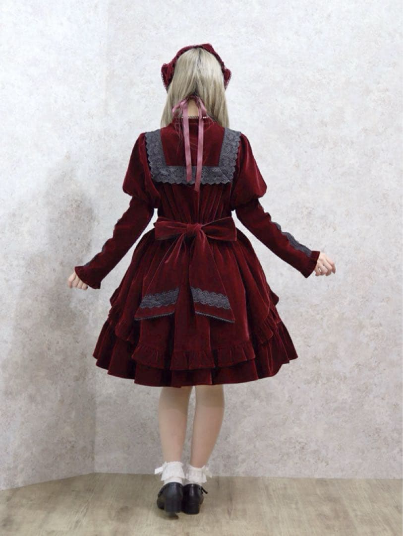 axes femme kawaiiベルベットドールワンピース ワイン TALLINNNEXPO_COM